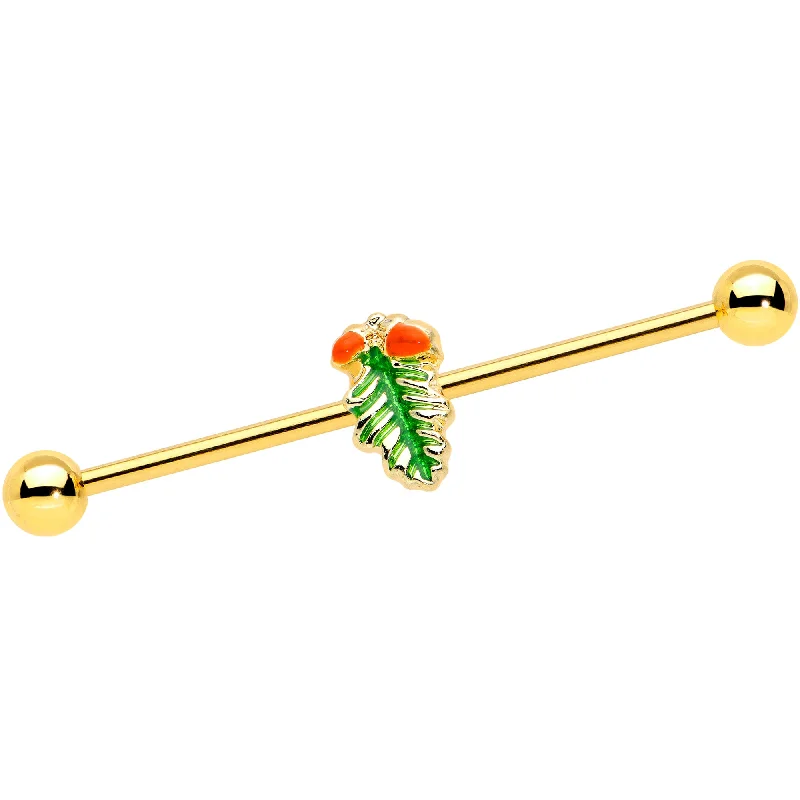 Women's Earrings – Elegant Designs for Every Personality--14 Gauge Gold Tone Acorns Pine Cone Autumn Industrial Barbell 38mm Women's Earrings – Elegant Designs for Every Personality--14 Gauge Gold Tone Acorns Pine Cone Autumn Industrial Barbell 38mm