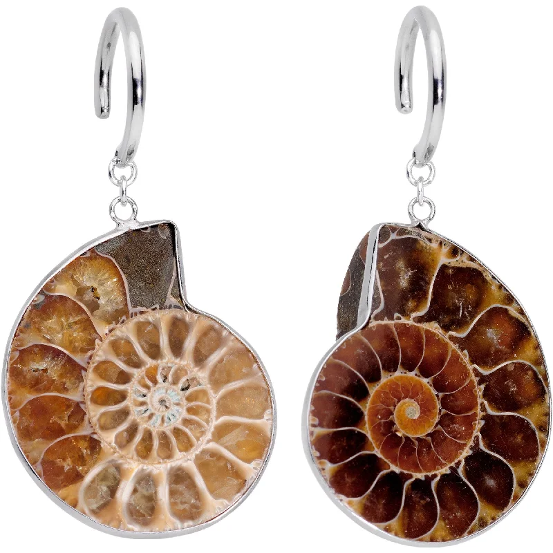 Women's Earrings – Elegant Designs for Every Personality--Handcrafted Spiral Ammonite Sea Fossil Ear Weights