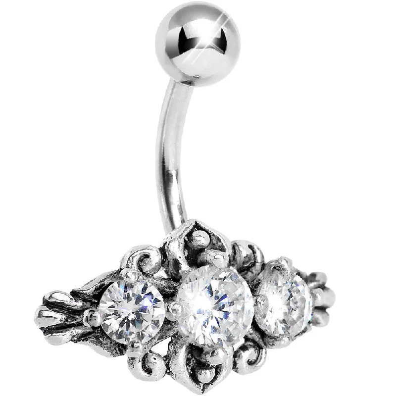 Designer Belly Rings for Special Fashion Statements -Silver 925 Crystalline Gem Silver Curlicue Belly Ring Designer Belly Rings for Special Fashion Statements -Silver 925 Crystalline Gem Silver Curlicue Belly Ring