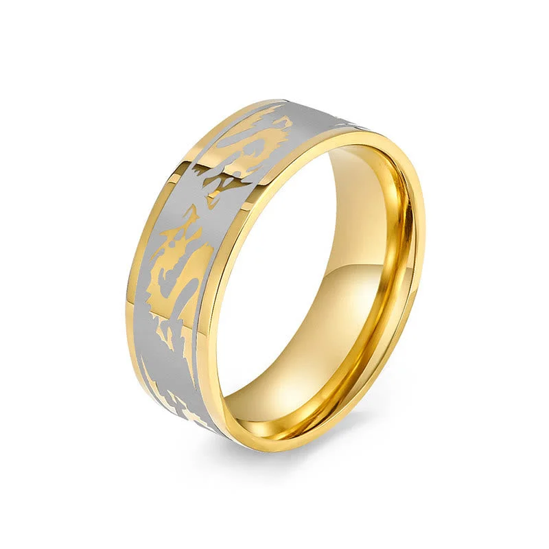 Chic Women's Rings for Fashion-Forward Looks-Buddha Stones Dragon Carved Protection Strength Titanium Steel Ring Chic Women's Rings for Fashion-Forward Looks-Buddha Stones Dragon Carved Protection Strength Titanium Steel Ring