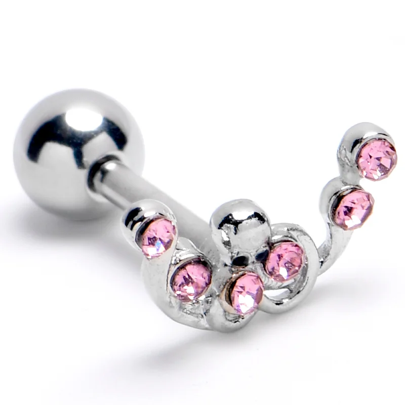 Women's Earrings – Elegant Designs for Every Personality--16 Gauge 1/4 Pink Gem Scrolling Elegance Cartilage Tragus Earring Women's Earrings – Elegant Designs for Every Personality--16 Gauge 1/4 Pink Gem Scrolling Elegance Cartilage Tragus Earring
