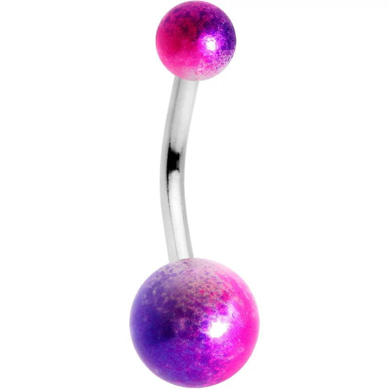 Trendy Belly Rings for Statement Fashion -Purple Pink Pearlescent Acrylic Ball Belly Ring Trendy Belly Rings for Statement Fashion -Purple Pink Pearlescent Acrylic Ball Belly Ring