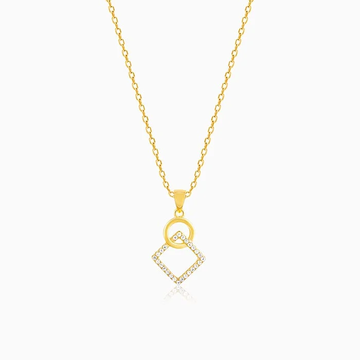 Shop Classic Women's Necklaces & Pendants with a Modern Twist-Golden Cubic Circle Pendant with Link Chain Shop Classic Women's Necklaces & Pendants with a Modern Twist-Golden Cubic Circle Pendant with Link Chain