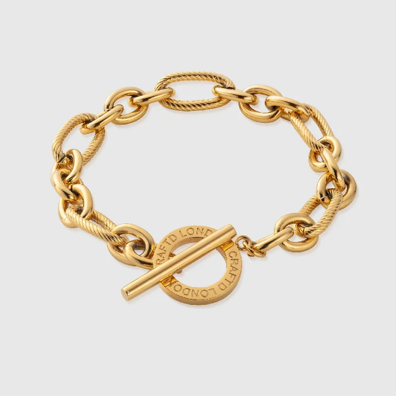 Stylish Rubber Bracelets for Men-Toggle Milan Bracelet (Gold)