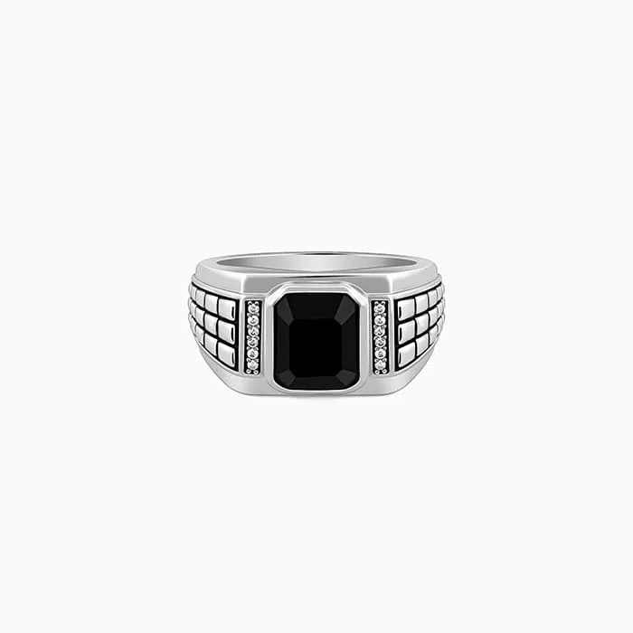 Chic Women's Rings for Fashion-Forward Looks-Silver Geometric Rectangle Ring For Him Chic Women's Rings for Fashion-Forward Looks-Silver Geometric Rectangle Ring For Him