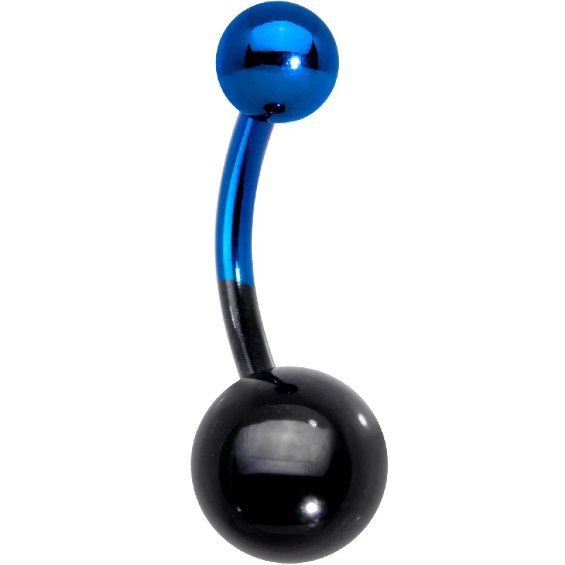 Comfortable Belly Rings for Active Lifestyles -Black and Blue Two Tone Belly Ring