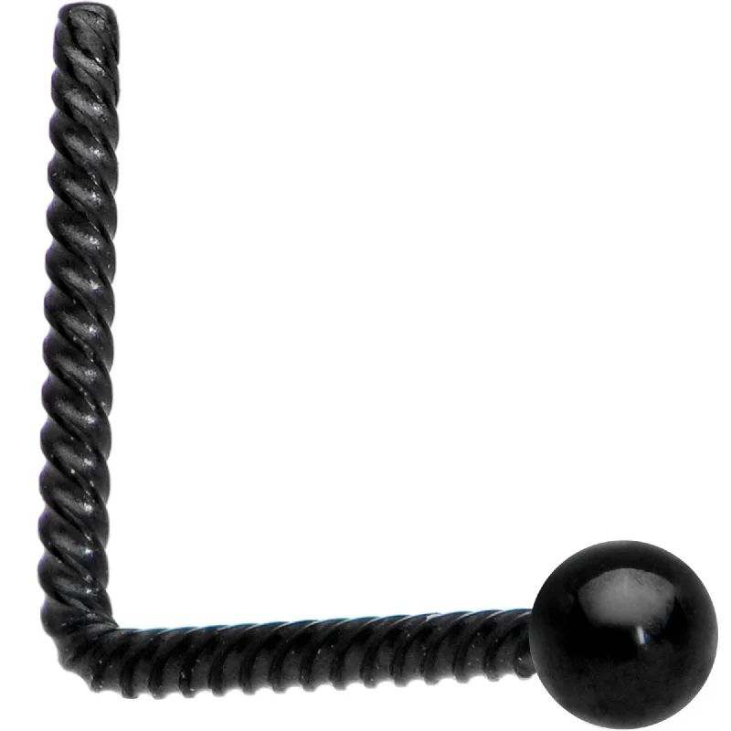 Stunning Nose Rings for All Fashion Lovers -2mm Ball End Black IP So Twisted L Shaped Nose Ring Stunning Nose Rings for All Fashion Lovers -2mm Ball End Black IP So Twisted L Shaped Nose Ring