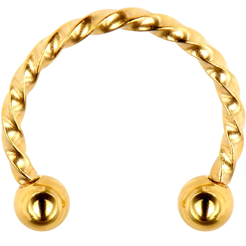 Unique Lip Rings for Stylish Piercings16 Gauge 3/8 Gold Tone Seriously Twisted Horseshoe Circular Barbell