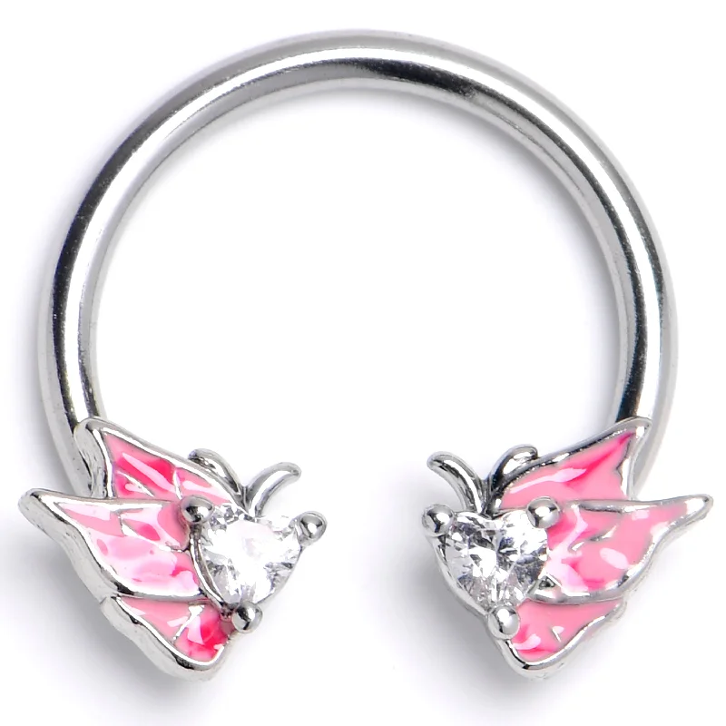 Women's Earrings – Elegant Designs for Every Personality--16 Gauge 3/8 Clear CZ Gem Butterfly Pink Horseshoe Circular Barbell Women's Earrings – Elegant Designs for Every Personality--16 Gauge 3/8 Clear CZ Gem Butterfly Pink Horseshoe Circular Barbell