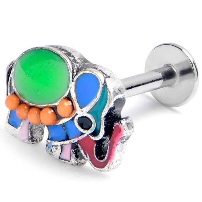 Designer Lip Rings for Chic, Modern Style16 Gauge 5/16 Colorful Elephant Labret Monroe Tragus