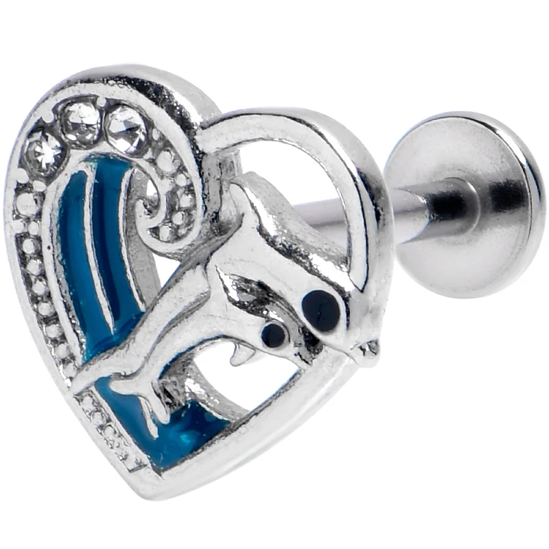 Affordable Lip Rings for Every Budget16 Gauge 5/16 Clear Gem Dolphin Heart Delight Labret Monroe Tragus