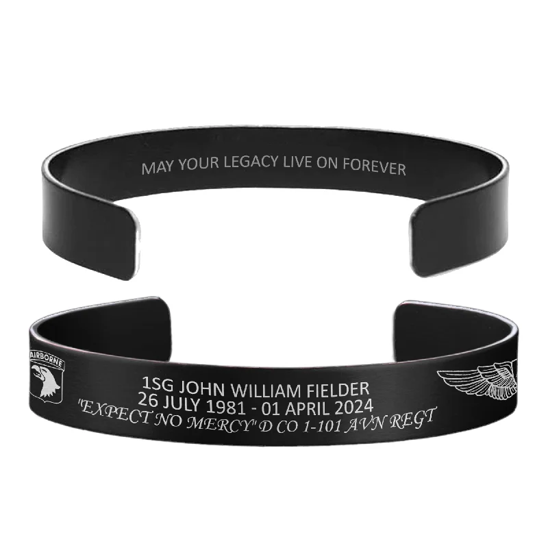 Men's Sleek Leather Cuff Bracelets-1SG John William Fielder Memorial Band – Hosted by the Fielder Family Men's Sleek Leather Cuff Bracelets-1SG John William Fielder Memorial Band – Hosted by the Fielder Family