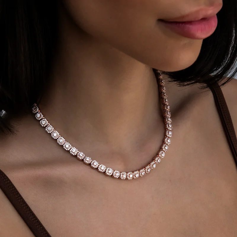 Shop Classic Women's  Necklaces & Pendants with a Modern Twist-Micro Clustered Tennis Necklace in Rose Gold