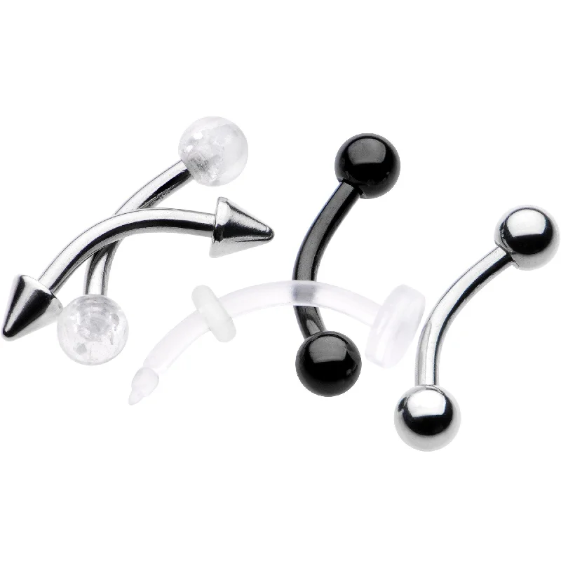 Women's Earrings – Elegant Designs for Every Personality--16 Gauge 5/16 Curved Barbell Eyebrow Ring Set of 5