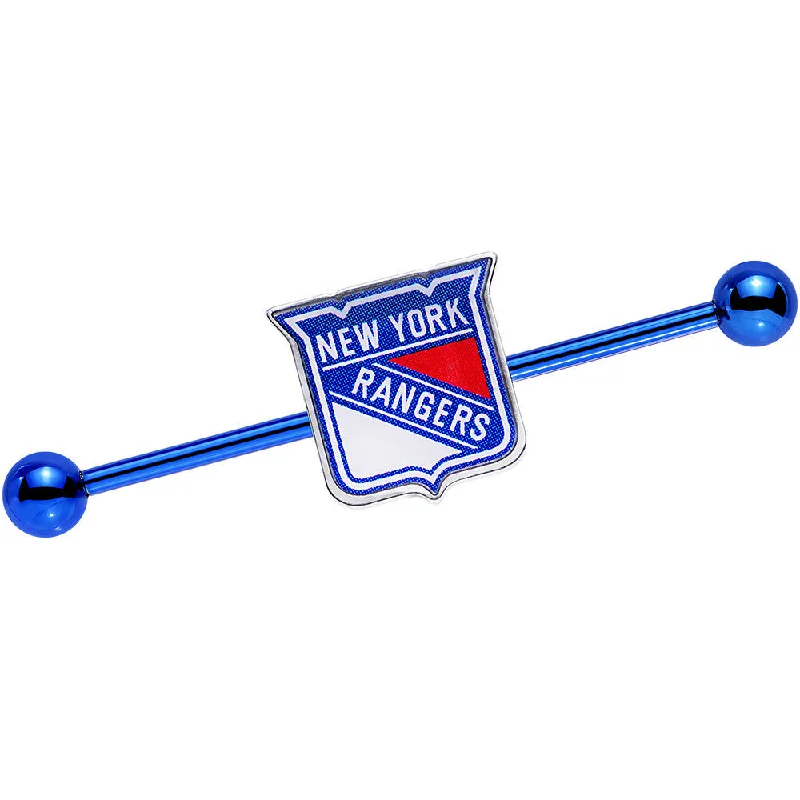 Women's Earrings – Elegant Designs for Every Personality--Licensed Blue Anodized NHL New York Rangers Industrial Barbell 38mm Women's Earrings – Elegant Designs for Every Personality--Licensed Blue Anodized NHL New York Rangers Industrial Barbell 38mm
