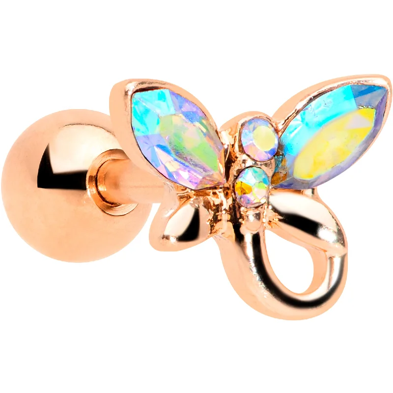 Women's Earrings – Elegant Designs for Every Personality--16 Gauge 1/4 Aurora Gem Rose Gold Tone Loop Butterfly Cartilage Tragus Women's Earrings – Elegant Designs for Every Personality--16 Gauge 1/4 Aurora Gem Rose Gold Tone Loop Butterfly Cartilage Tragus