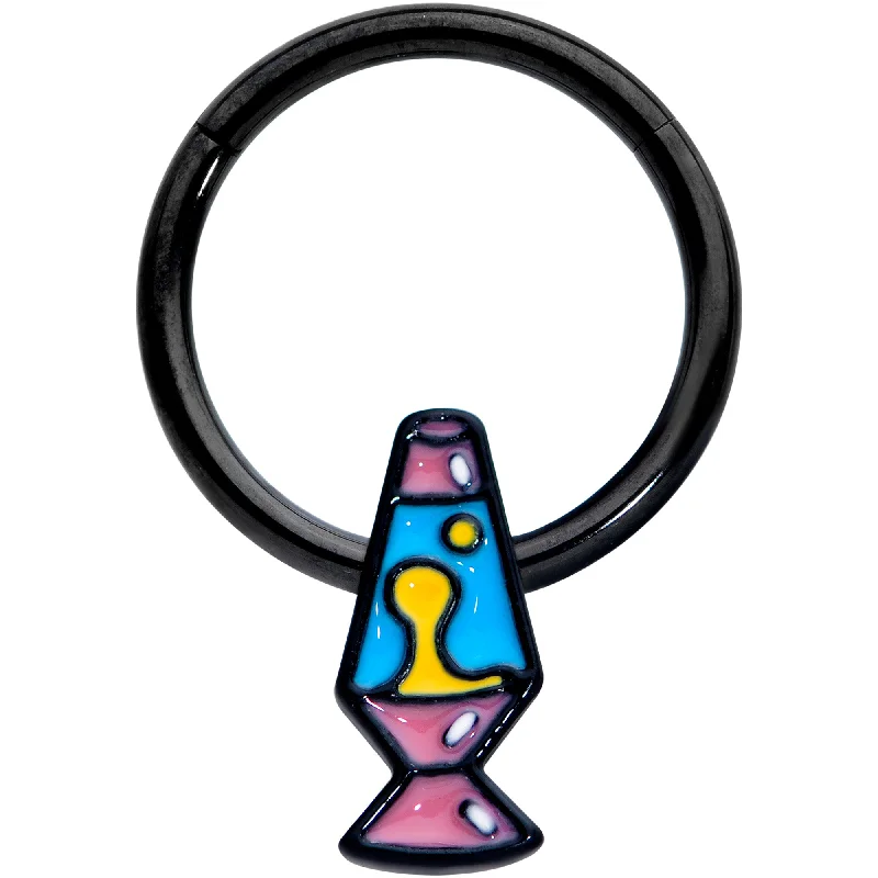 Timeless Nose Rings for Every Woman -16 Gauge 3/8 Black Retro Lava Lamp Hinged Segment Ring Timeless Nose Rings for Every Woman -16 Gauge 3/8 Black Retro Lava Lamp Hinged Segment Ring