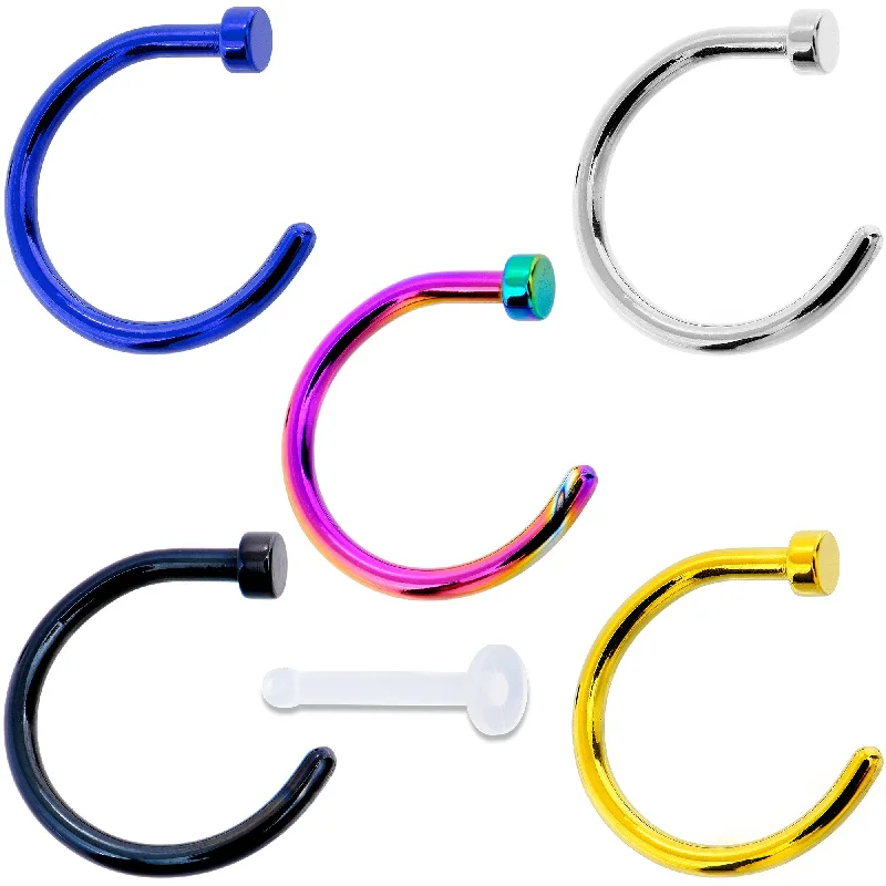 Nose Rings for Minimalistic Charm -18 Gauge 5/16 Pack Set of 5 Assorted Stainless Steel Nose Hoop Rings Nose Rings for Minimalistic Charm -18 Gauge 5/16 Pack Set of 5 Assorted Stainless Steel Nose Hoop Rings