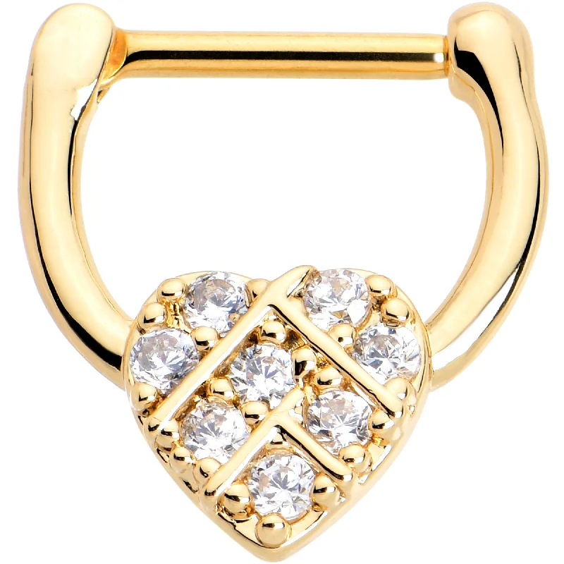 Women's Earrings – Elegant Designs for Every Personality--16 Gauge 5/16 Clear Gem Gold Tone Lattice Heart Cartilage Clicker Women's Earrings – Elegant Designs for Every Personality--16 Gauge 5/16 Clear Gem Gold Tone Lattice Heart Cartilage Clicker
