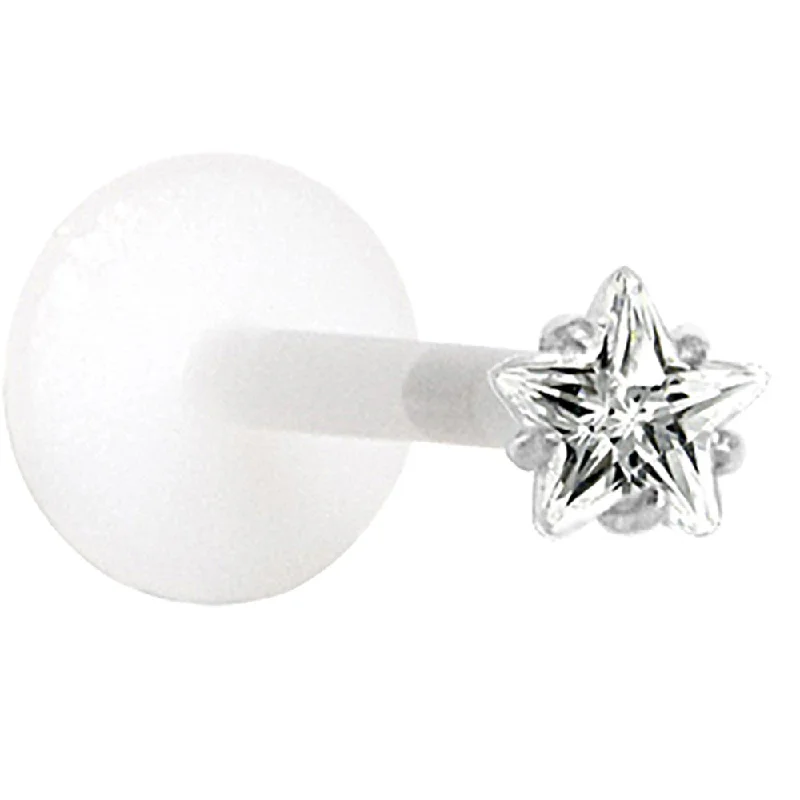 Lip Rings for Fashion Enthusiasts16 Gauge 3/8 Clear 3mm CZ Star Labret Monroe