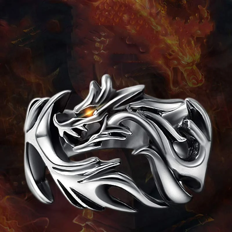 Chic Women's Rings for Fashion-Forward Looks-Buddha Stones Dragon Pattern Protection Strength Adjustable Ring Chic Women's Rings for Fashion-Forward Looks-Buddha Stones Dragon Pattern Protection Strength Adjustable Ring