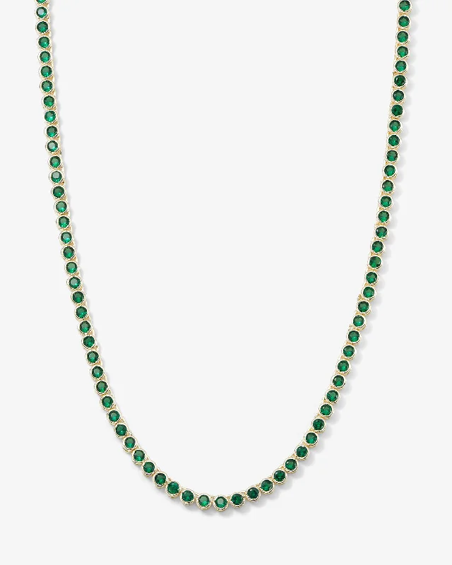Shop Classic Women's  Necklaces & Pendants with a Modern Twist-Baroness Tennis Necklace 15" - Gold|Emerald