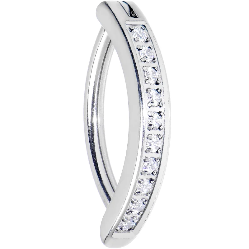 Stylish Belly Rings for Glamorous Appeal -14 Gauge 1/2 Implant Grade Titanium CZ Paved Hinged Hoop Belly Ring Stylish Belly Rings for Glamorous Appeal -14 Gauge 1/2 Implant Grade Titanium CZ Paved Hinged Hoop Belly Ring