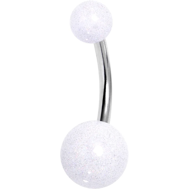 Custom Belly Rings for Exclusive Style -Shimmer White Ends Belly Ring