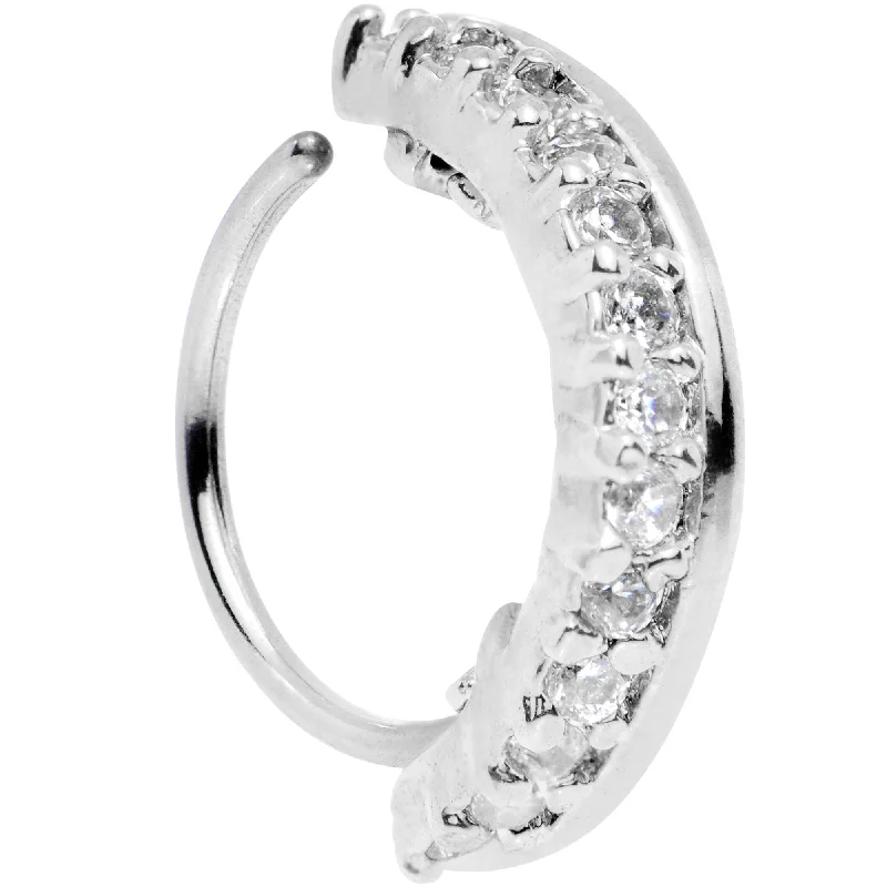 Nose Rings for Bridal Look -20 Gauge Clear CZ Gem Sleek Seamless Circular Ring