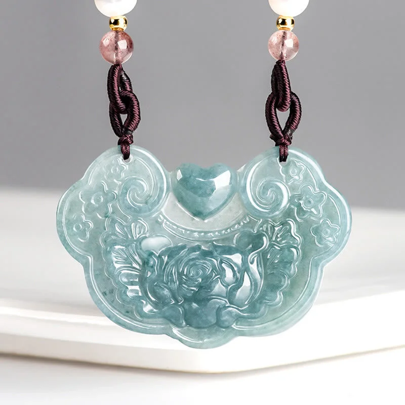 Shop Classic Women's Necklaces & Pendants with a Modern Twist-Buddha Stones Natural Jade Peony Flower Lock of Good Wishes Prosperity Necklace Pendant Shop Classic Women's Necklaces & Pendants with a Modern Twist-Buddha Stones Natural Jade Peony Flower Lock of Good Wishes Prosperity Necklace Pendant