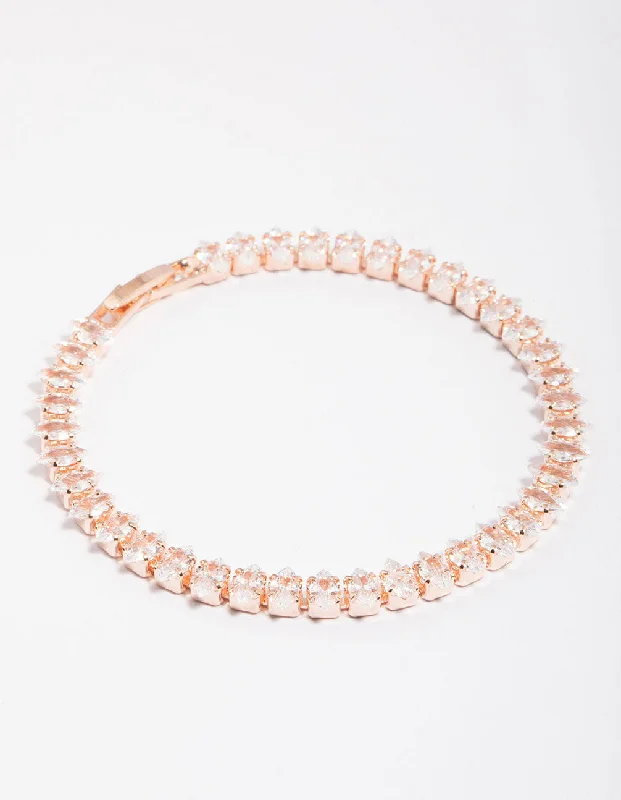 Elegant Gold Cuff Bangles for Women-Rose Gold Cubic Zirconia Navette Tennis Bracelet Elegant Gold Cuff Bangles for Women-Rose Gold Cubic Zirconia Navette Tennis Bracelet