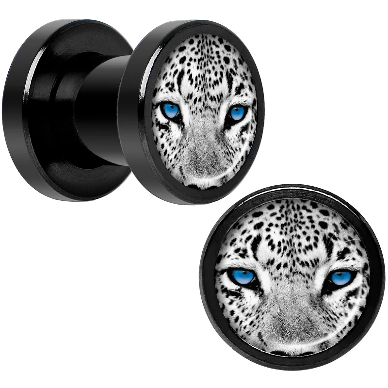Women's Earrings – Elegant Designs for Every Personality--Black White Leopard Eyes Black Anodized Screw Fit Plug Set 2 Gauge Women's Earrings – Elegant Designs for Every Personality--Black White Leopard Eyes Black Anodized Screw Fit Plug Set 2 Gauge