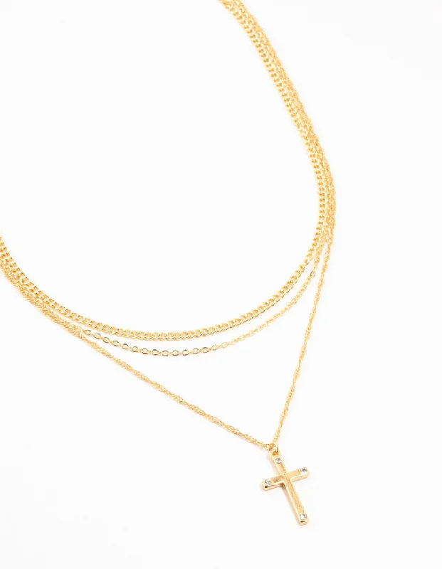 Shop Classic Women's Necklaces & Pendants with a Modern Twist-Gold Plated Diamante Cross Necklaces 3-Pack Shop Classic Women's Necklaces & Pendants with a Modern Twist-Gold Plated Diamante Cross Necklaces 3-Pack