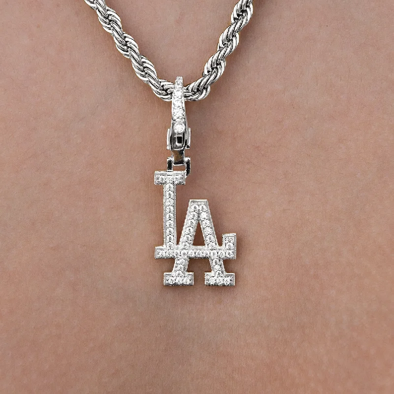 Shop Classic Women's Necklaces & Pendants with a Modern Twist-Los Angeles Dodgers Official MLB Micro Logo Clip On Pendant in White Gold Shop Classic Women's Necklaces & Pendants with a Modern Twist-Los Angeles Dodgers Official MLB Micro Logo Clip On Pendant in White Gold