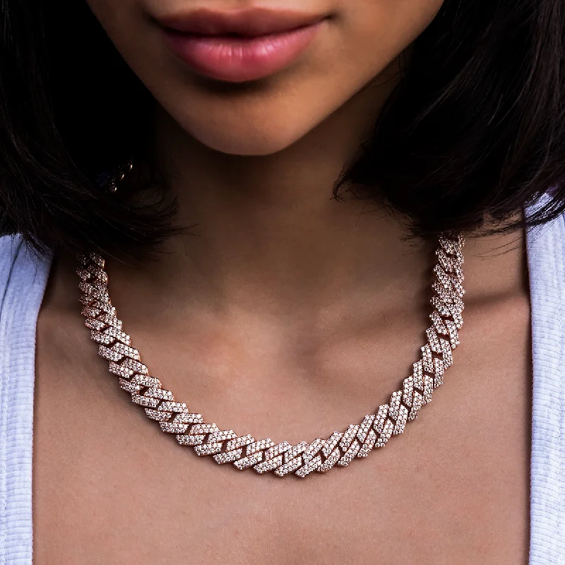 Shop Classic Women's Necklaces & Pendants with a Modern Twist-Diamond Prong Link Necklace in Rose Gold- 12mm Shop Classic Women's Necklaces & Pendants with a Modern Twist-Diamond Prong Link Necklace in Rose Gold- 12mm