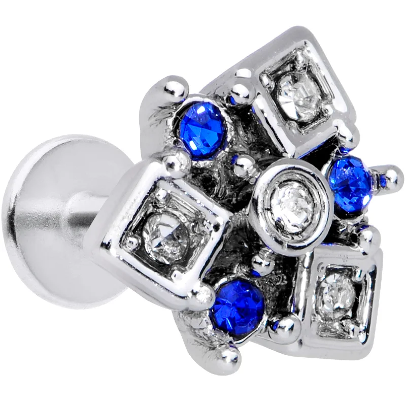 Beautifully Crafted Lip Rings16 Gauge 1/4 Blue Gem Geometry Squares Circles Labret Monroe Tragus Beautifully Crafted Lip Rings16 Gauge 1/4 Blue Gem Geometry Squares Circles Labret Monroe Tragus