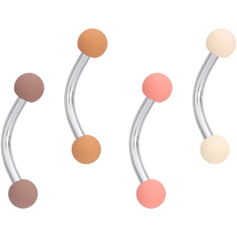 Women's Earrings – Elegant Designs for Every Personality--16 Gauge 5/16 Peach Tan White Brown Matte Curved Eyebrow Ring Set of 4