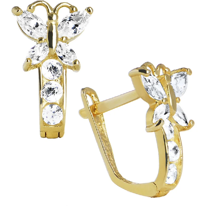 Women's Earrings – Elegant Designs for Every Personality--14kt Yellow Gold Butterfly April Birthstone Leverback Earrings Women's Earrings – Elegant Designs for Every Personality--14kt Yellow Gold Butterfly April Birthstone Leverback Earrings