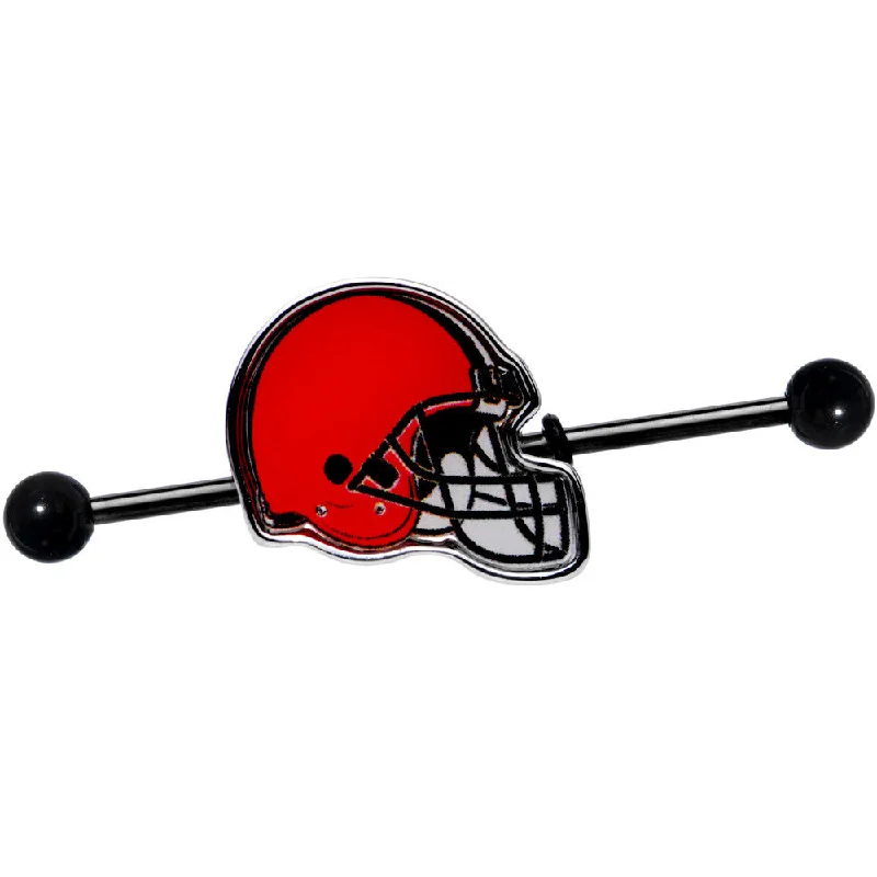 Women's Earrings – Elegant Designs for Every Personality--Licensed Black Plated Cleveland Browns Helmet Industrial Barbell 38mm Women's Earrings – Elegant Designs for Every Personality--Licensed Black Plated Cleveland Browns Helmet Industrial Barbell 38mm