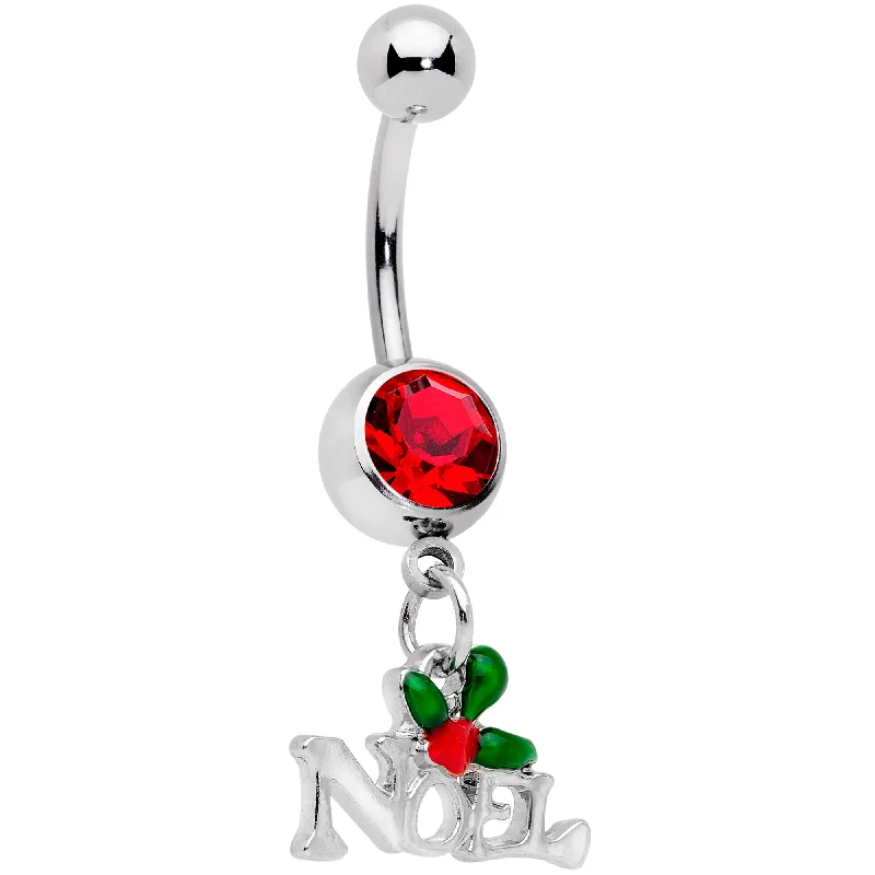 Unique Belly Rings with Shiny Detailing -Red Gem Noel Winter Holiday Christmas Dangle Belly Ring Unique Belly Rings with Shiny Detailing -Red Gem Noel Winter Holiday Christmas Dangle Belly Ring