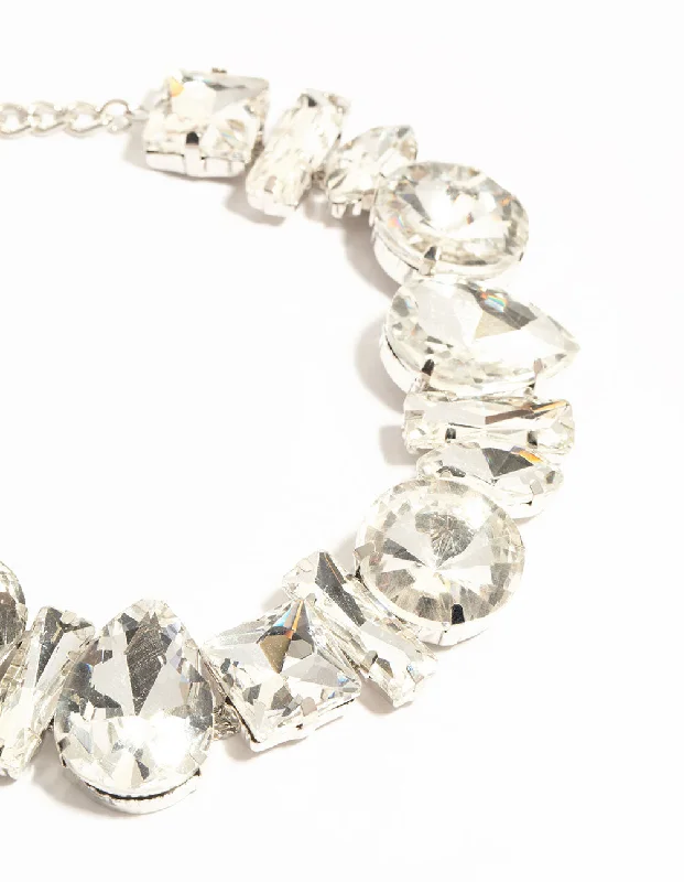 Shop Classic Women's Necklaces & Pendants with a Modern Twist-Silver Diamante Choker Necklace Shop Classic Women's Necklaces & Pendants with a Modern Twist-Silver Diamante Choker Necklace