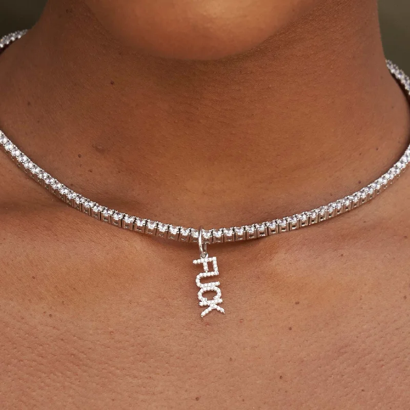 Shop Classic Women's Necklaces & Pendants with a Modern Twist-"Fuck" Pendant - White Gold Shop Classic Women's Necklaces & Pendants with a Modern Twist-"Fuck" Pendant - White Gold