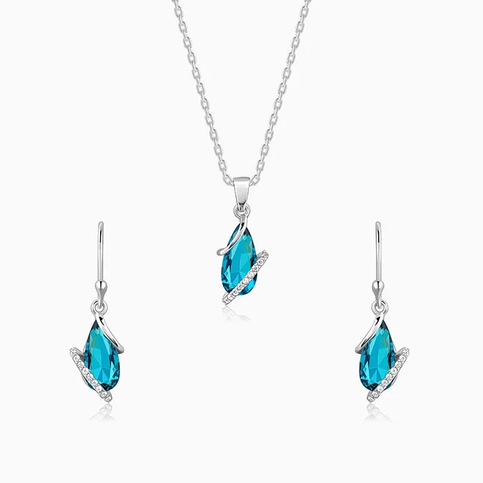 Shop Classic Women's  Necklaces & Pendants with a Modern Twist-Silver Blue Night Set