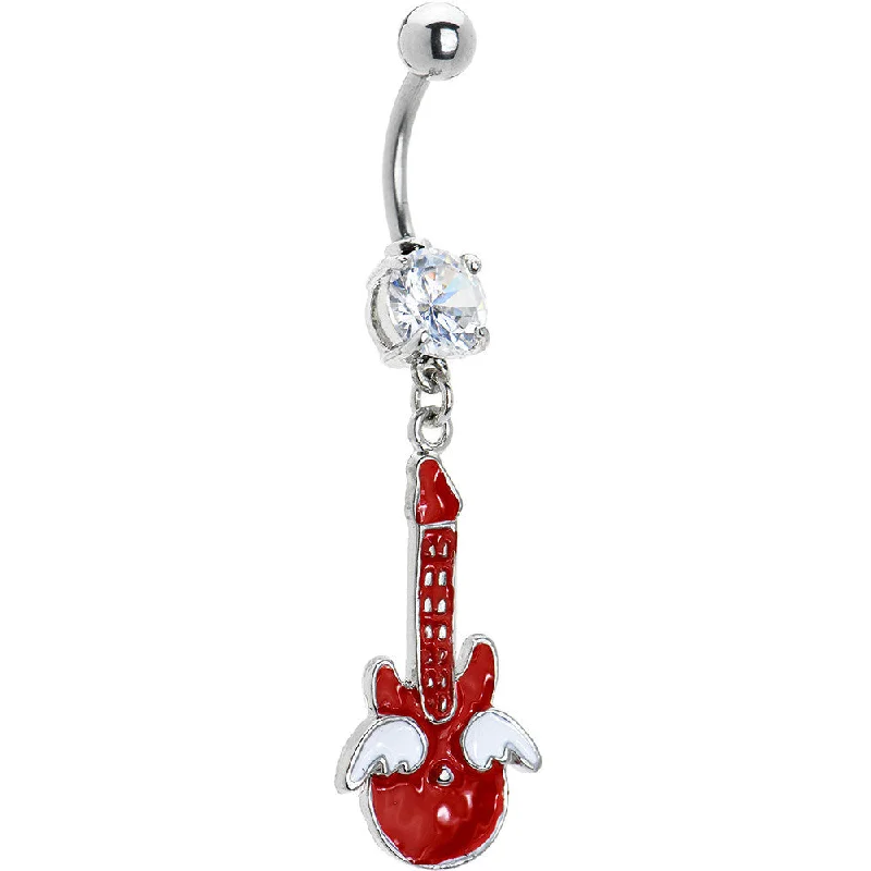 Unique Belly Rings for Fashion-Lovers -Cubic Zirconia Wing Guitar Belly Ring