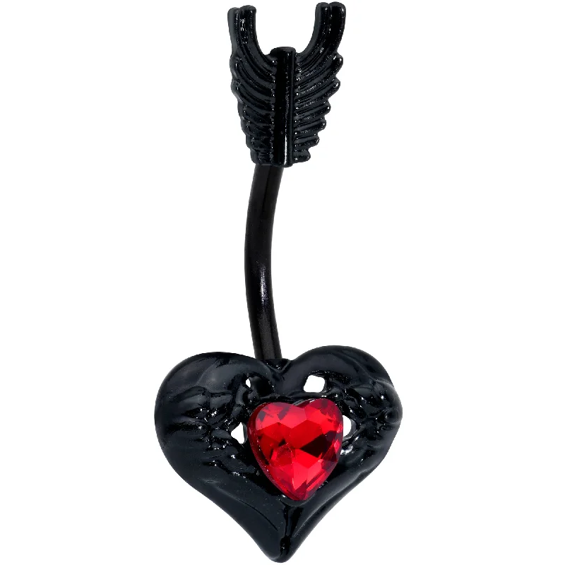 Comfortable Belly Rings for Bold Looks -Red Gem Heart Skeleton Valentines Day Belly Ring Comfortable Belly Rings for Bold Looks -Red Gem Heart Skeleton Valentines Day Belly Ring