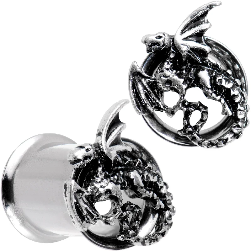 Women's Earrings – Elegant Designs for Every Personality--Angry Dragon Double Flare Tunnel Plug Set 6mm to 25mm Women's Earrings – Elegant Designs for Every Personality--Angry Dragon Double Flare Tunnel Plug Set 6mm to 25mm