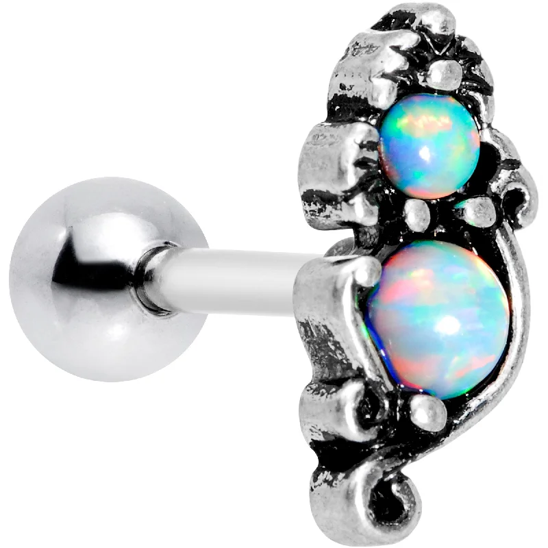 Women's Earrings – Elegant Designs for Every Personality--16 Gauge 1/4 White Synthetic Opal Chunk Tragus Cartilage Earring