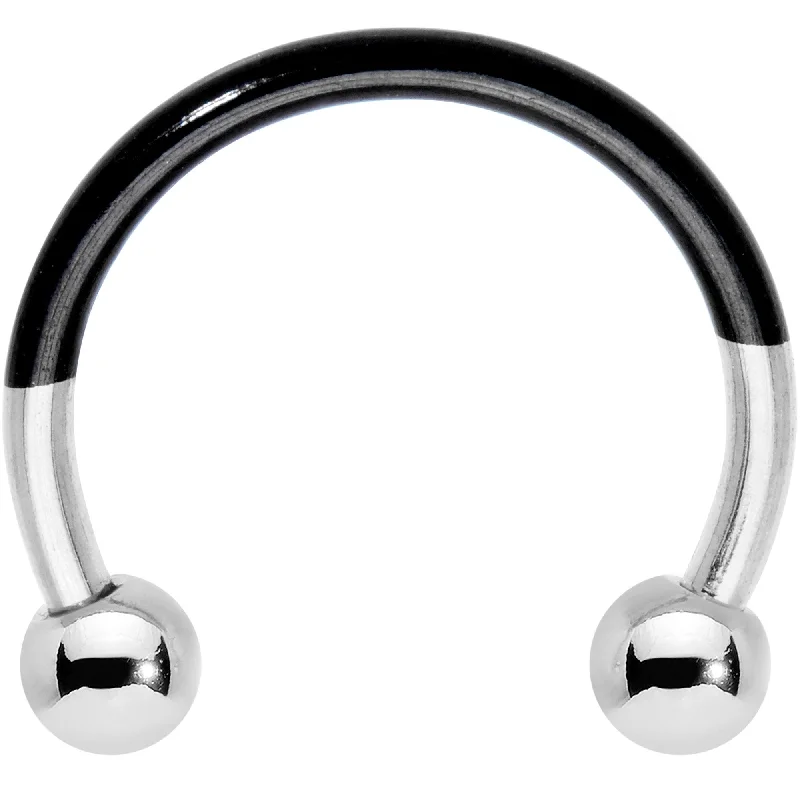 Stainless Steel Lip Rings16 Gauge 3/8 Steel Black Two Tone Horseshoe Circular Barbell