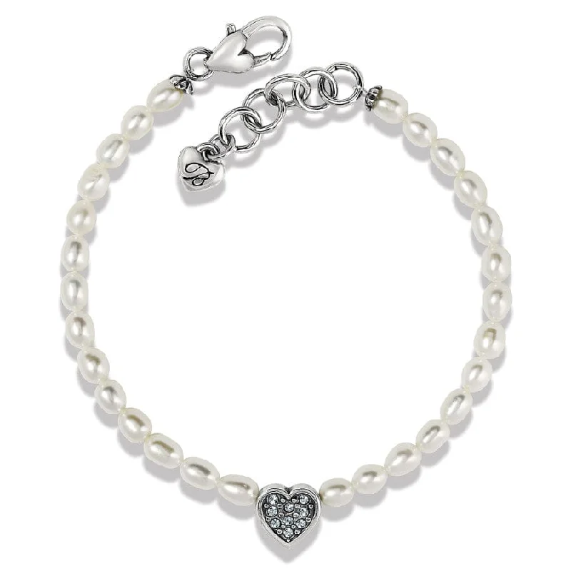 Women's Beaded Bangle Bracelets-Meridian Zenith Heart Pearl Bracelet