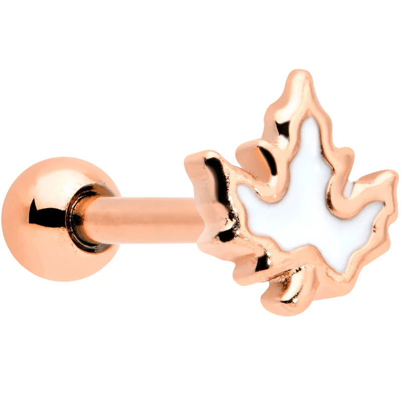 Women's Earrings – Elegant Designs for Every Personality--16 Gauge 1/4 Rose Gold Tone Fall White Maple Leaf Cartilage Tragus Women's Earrings – Elegant Designs for Every Personality--16 Gauge 1/4 Rose Gold Tone Fall White Maple Leaf Cartilage Tragus